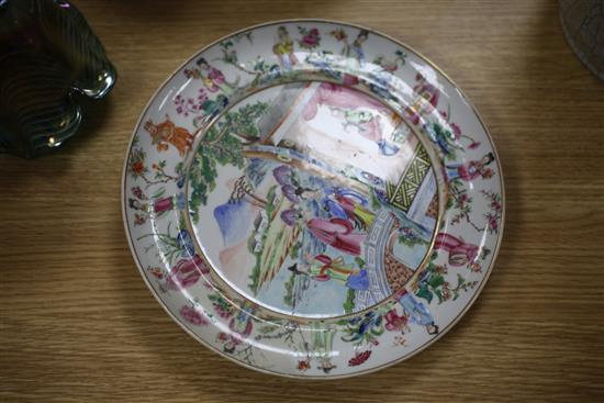A Chinese famille rose plate and a Limoges bowl each 10in.